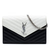 Secondhand Saint Laurent Bicolor Grain De Poudre Chevron Monogram Envelope Chain Wallet