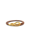 Hermès Gold Plated and Leather Jumbo Hook Double Tour Bracelet Secondhand