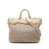 Prada Raffia Crochet and Linen Fringe Shopping Tote Secondhand