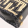 Fendi Mon Sunshine Shopper Zucchino Small Raffia x Leather 2Way Handbag in Black x Beige 8BS051 Secondhand