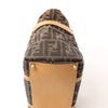 FENDI Zucca Canvas x Leather Handbag in Brown Secondhand