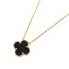 Secondhand Van Cleef and Arpels 18K Yellow Gold and Onyx Vintage Alhambra Pendant Necklace