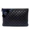 Chanel Large Quilted Lambskin Camellia O Case Clutch Secondhand