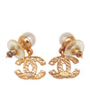 Secondhand Chanel CC Gold Plated Faux Pearl Drop Push Back Earrings