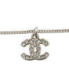 Chanel Silver Plated CC Rhinestone Pendant Necklace Secondhand