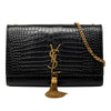 Saint Laurent Medium Croc Embossed Patent Monogram Kate Tassel Crossbody Secondhand