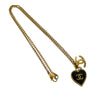 Chanel Gold Plated Enamel CC Heart Pendant Necklace Secondhand