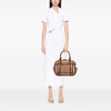Burberry Small Leather Trimmed House Check Canvas Bridle Orchard Satchel Secondhand