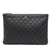 Chanel Large Quilted Lambskin Double Stitch O Case Clutch Secondhand