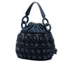 Chanel CC Woven Denim and Raffia Drawstring Bucket Bag Secondhand