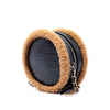 Chanel Shearling Trimmed Shiny Crumpled Sheepskin Round Clutch with Chain Secondhand