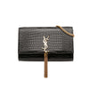 Secondhand Saint Laurent Medium Croc Embossed Leather Kate Tassel Crossbody