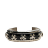 Chanel Silver Plated Enamel Rhinestone Clover Cuff Bracelet Secondhand