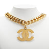 Chanel Gold Plated CC Pendant Chain Necklace Secondhand