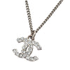 Chanel CC Silver Plated Rhinestone Pendant Necklace Secondhand