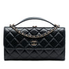 Chanel CC Quilted Calfskin Kiss Lock Flap Phone Holder On Chain Secondhand