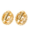 Dior Gold Plated Strass Logo Clip On Earrings Secondhand
