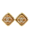 Chanel Gold Plated CC Crystal Square Earrings Secondhand