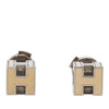 Hermès Palladium Plated Enamel Cage dH Cube Push Back Earrings Secondhand