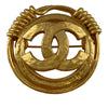 Chanel Gold Plated CC Spring Round Brooch Secondhand