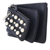 Fendi Leather Pearl Studded Triplette Clutch Secondhand