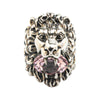 Gucci Silver Plated Crystal Lion Head Ring Secondhand