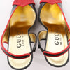 Gucci Slingback Leather Strap Pumps in Black x Red 740058, Size 37.5 EU Secondhand