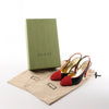 Gucci Slingback Leather Strap Pumps in Black x Red 740058, Size 37.5 EU Secondhand