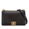 Chanel Old Medium Chevron Lambskin Stitched Boy Flap Secondhand