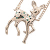 Chanel CC Gold Plated Faux Pearl and Rhinestone Deer Pendant Necklace Secondhand