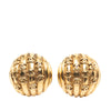 Chanel Gold Plated Rows of CC Round Clip On Earrings Secondhand