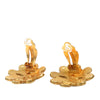 Chanel CC Gold Plated Flower Clip On Earrings Secondhand