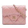 Chanel CC Quilted Iridescent Caviar Flap Card Holder on Chain Secondhand