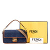 Fendi Zucca Embroidered Denim Baguette Satchel Secondhand