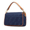 Fendi Zucca Embroidered Denim Baguette Satchel Secondhand