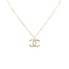 Chanel Gold Plated CC Rhinestones Pendant Necklace Secondhand