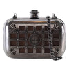 Chanel Paris Edinburgh Mini Gunmetal Grid Cage Clutch on Chain Secondhand