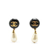 Secondhand Chanel Gold Plated Faux Pearl CC Drop Clip On Earrings