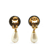 Secondhand Chanel Gold Plated Faux Pearl CC Drop Clip On Earrings
