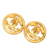Chanel CC Gold Plated Round Clip on Earrings Secondhand