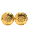 Chanel Gold Plated CC Round Clip On Earrings Secondhand