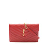 Saint Laurent Grain De Poudre Chevron Monogram Envelope Wallet on Chain Secondhand