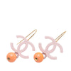Chanel CC Gold Plated Resin Bead Drop Fish Hook Earrings Secondhand