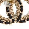 Chanel Gold Plated CC Leather  Woven and Strass Drop Push Back Earrings Secondhand