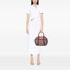 Burberry Small Leather Trimmed House Check Canvas Bridle Orchard Satchel Secondhand