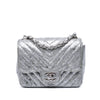 Chanel Mini Square Classic Chevron Metallic Crumpled Patent Single Flap Secondhand