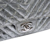 Chanel Mini Square Classic Chevron Metallic Crumpled Patent Single Flap Secondhand