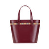 Burberry House Check Canvas Trimmed Leather Handbag Secondhand