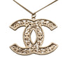 Chanel Gold Plated CC Crystals Pendant Necklace Secondhand