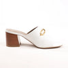 Hermès Camilla Leather Louris Buckle Mule Sandals in White, Size 37.5 EU Secondhand